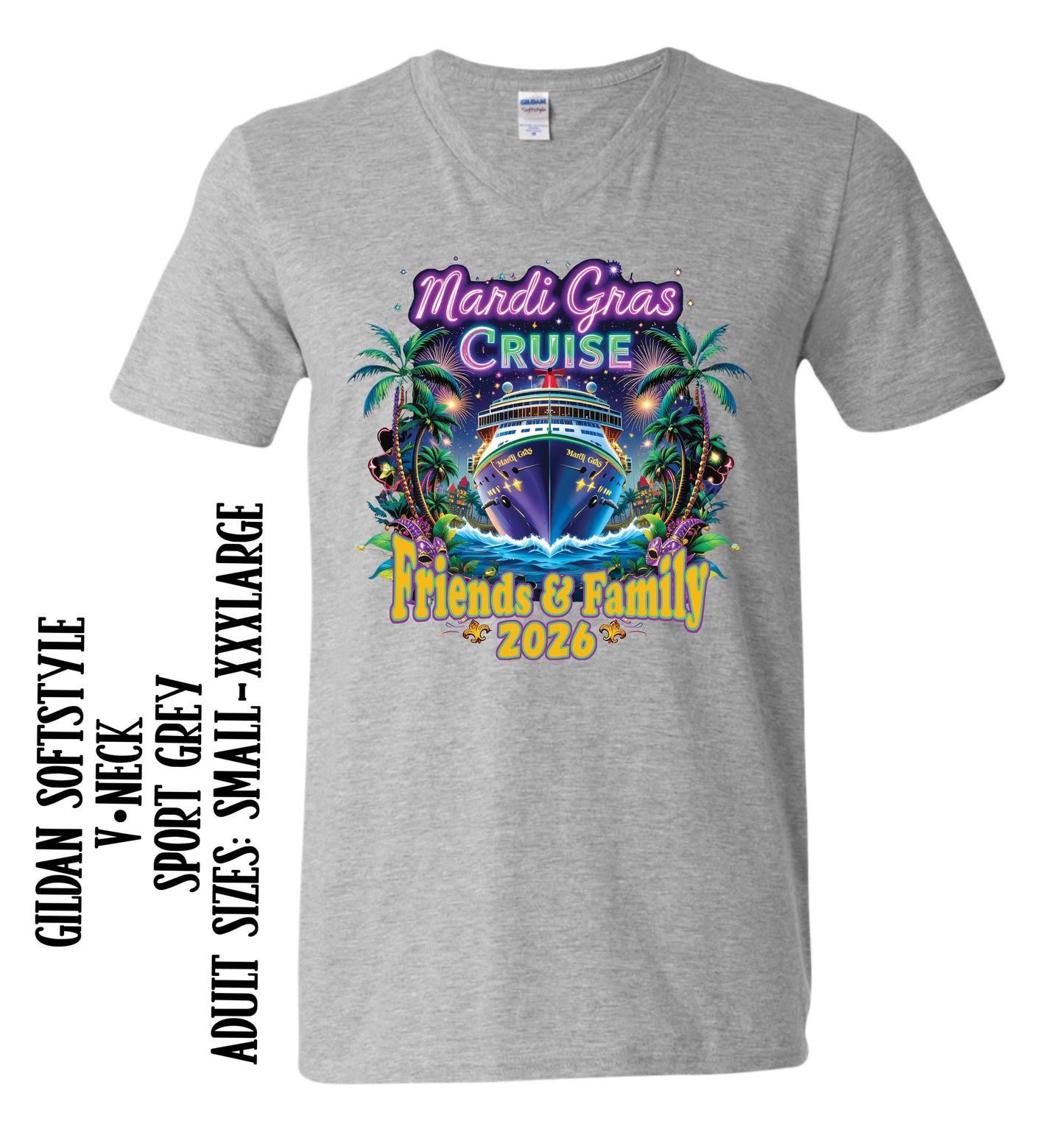 *ADULT V•NECK*MARDI GRAS CRUISE 2026